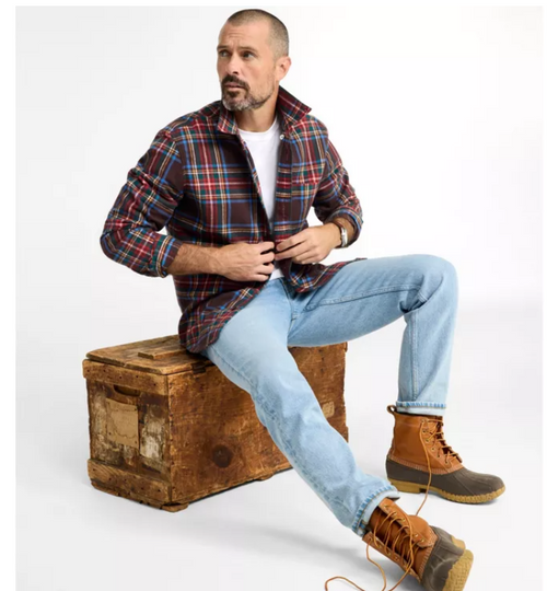 Men's Scotch Plaid Flannel Shirt, Slightly Fitted Untucked Fit