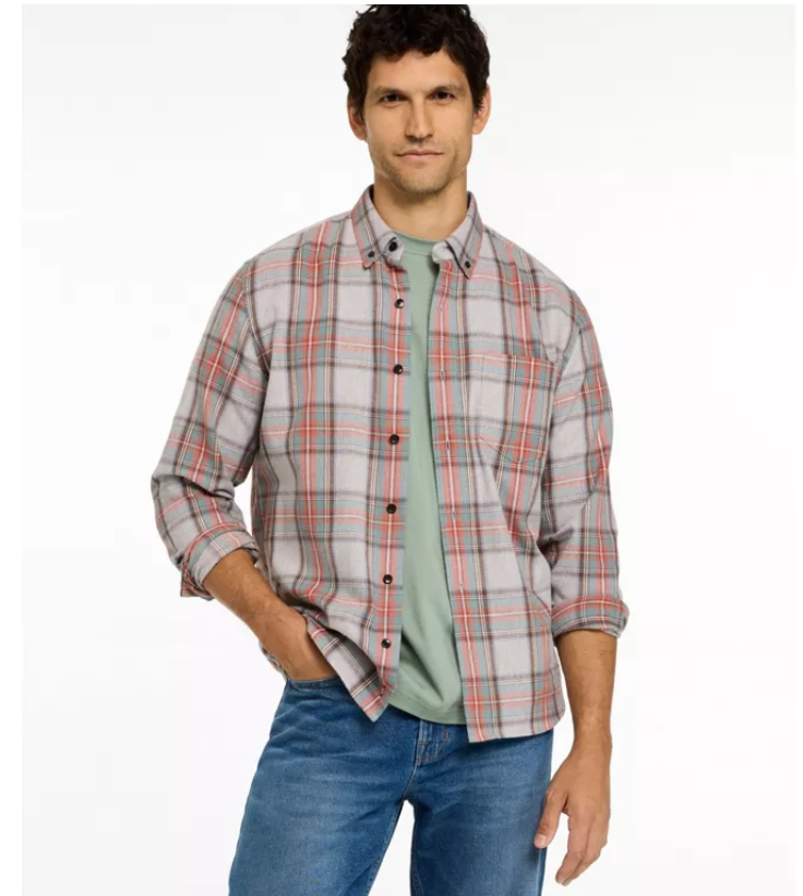 Men's Scotch Plaid Flannel Shirt, Slightly Fitted Untucked Fit